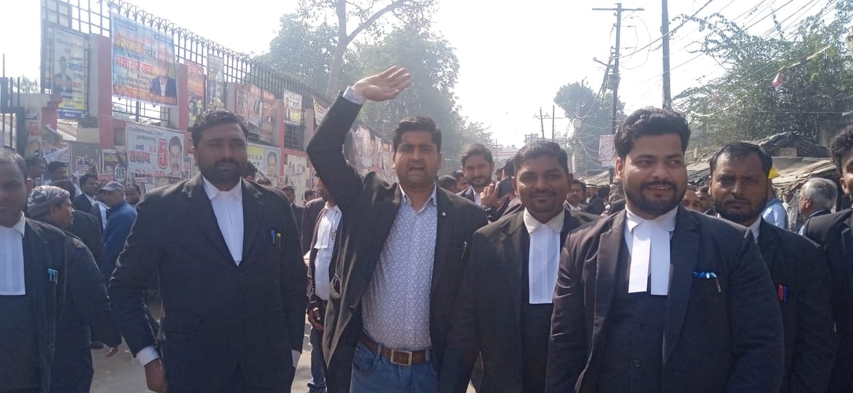 Protest held in Rampur against the shooting and killing of an advocate
