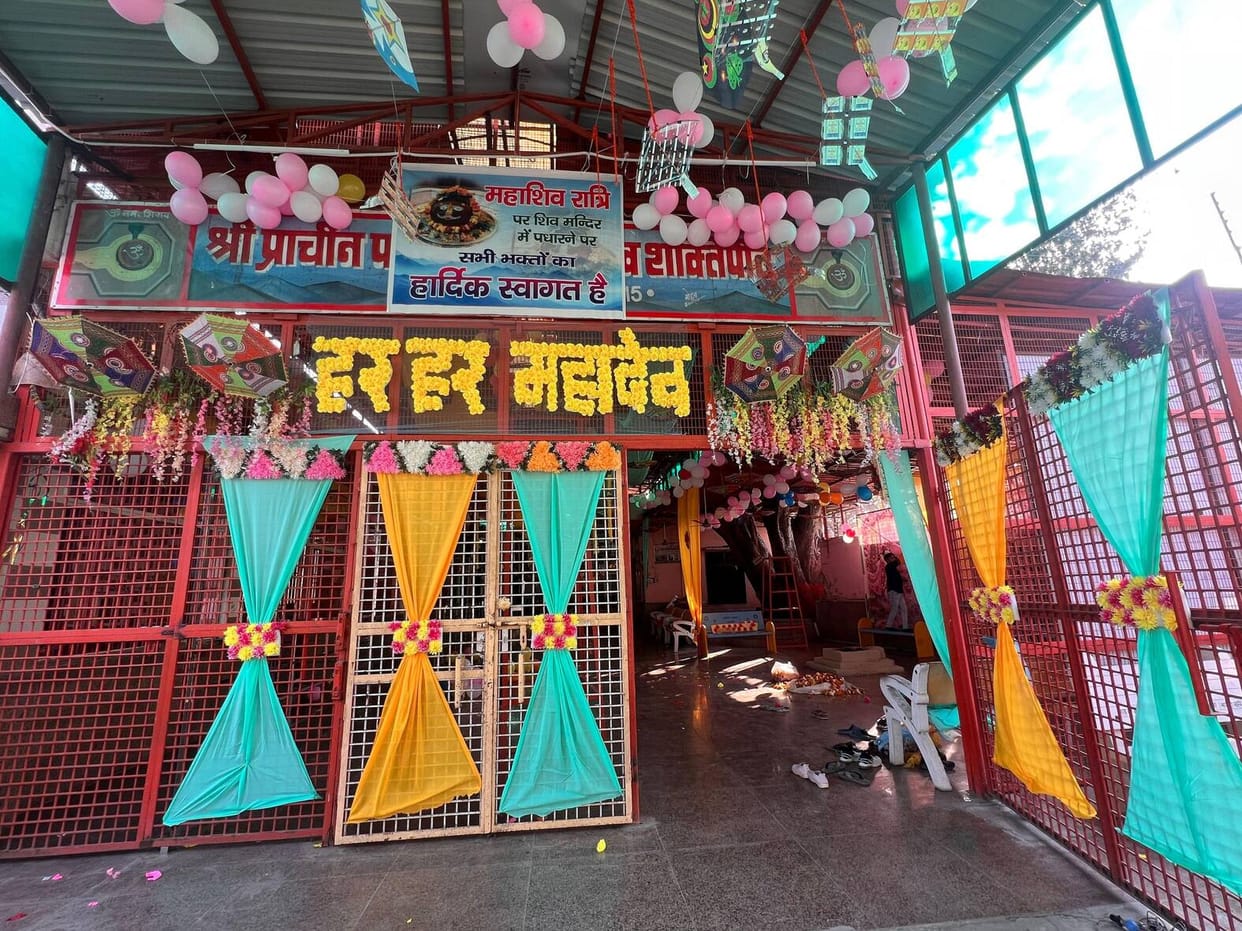 Temple decorated on Mahashivratri festival