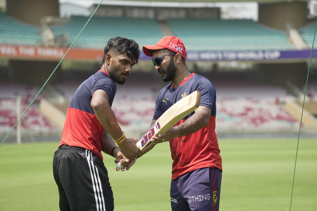 Kanishk Chauhan sweats it out at the RCB camp in Bengaluru