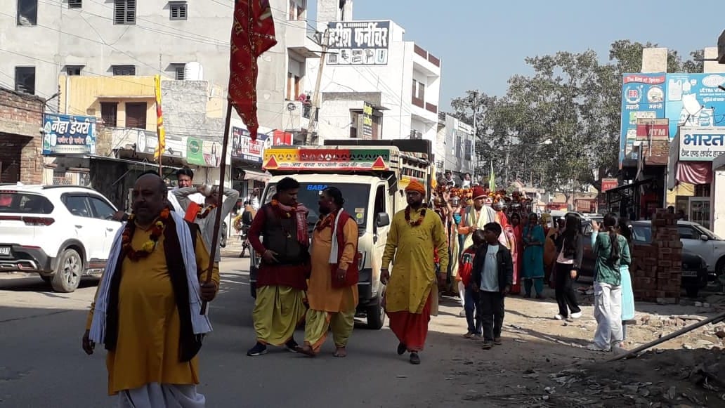 A grand procession was taken out to mark the installation of the idol.