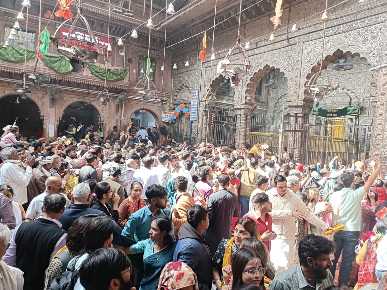 Devotees thronged the Shri Banke Bihari Temple on Vijaya Ekadashi.