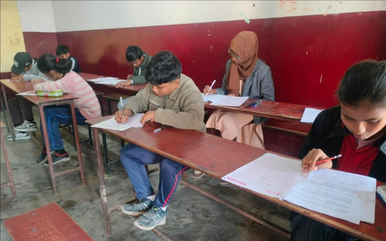 Children appeared for the National Olympiad examination with enthusiasm.