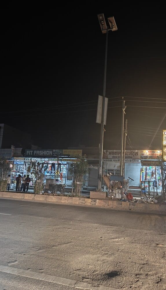 Many solar-powered streetlights on the town's roads have failed, leaving the market in darkness as evening approaches