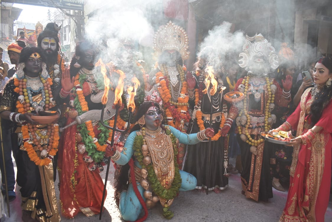 Shiva procession with tableaux taken out from Shiv Shakti temple