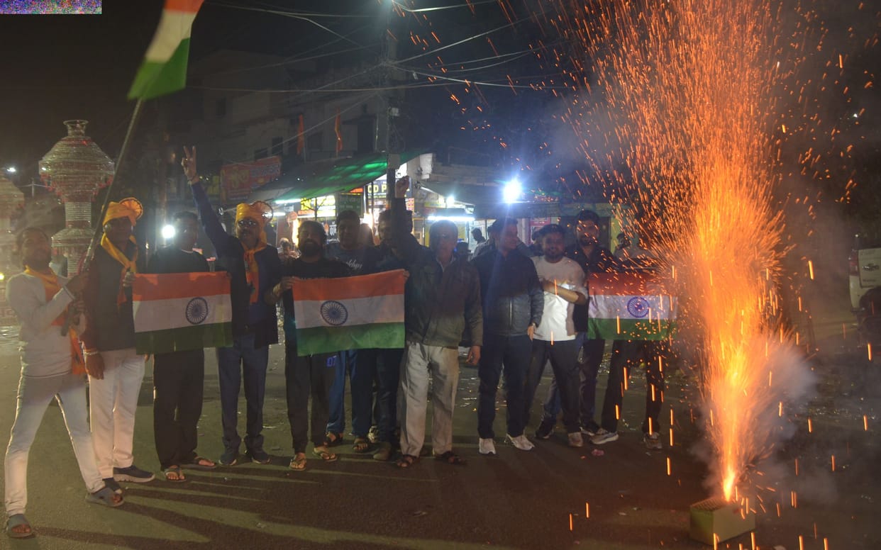 Celebrations after resounding victory over Pakistan, sweets distributed, firecrackers burst