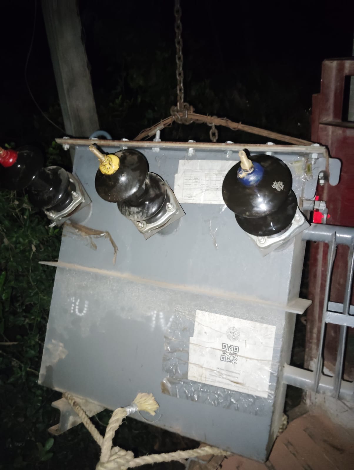 Burnt transformer replaced at midnight
