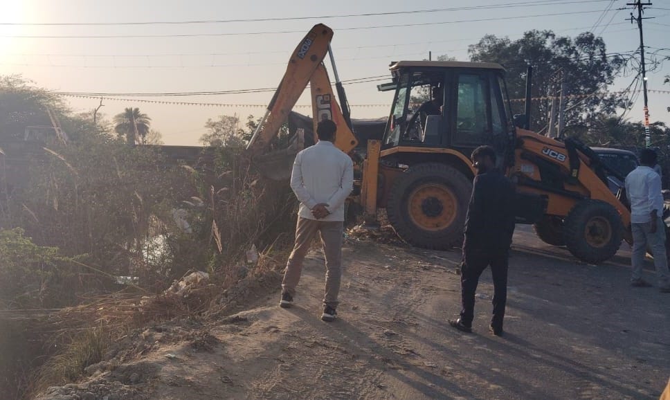 Cleaning done for the construction of new canal bridge
