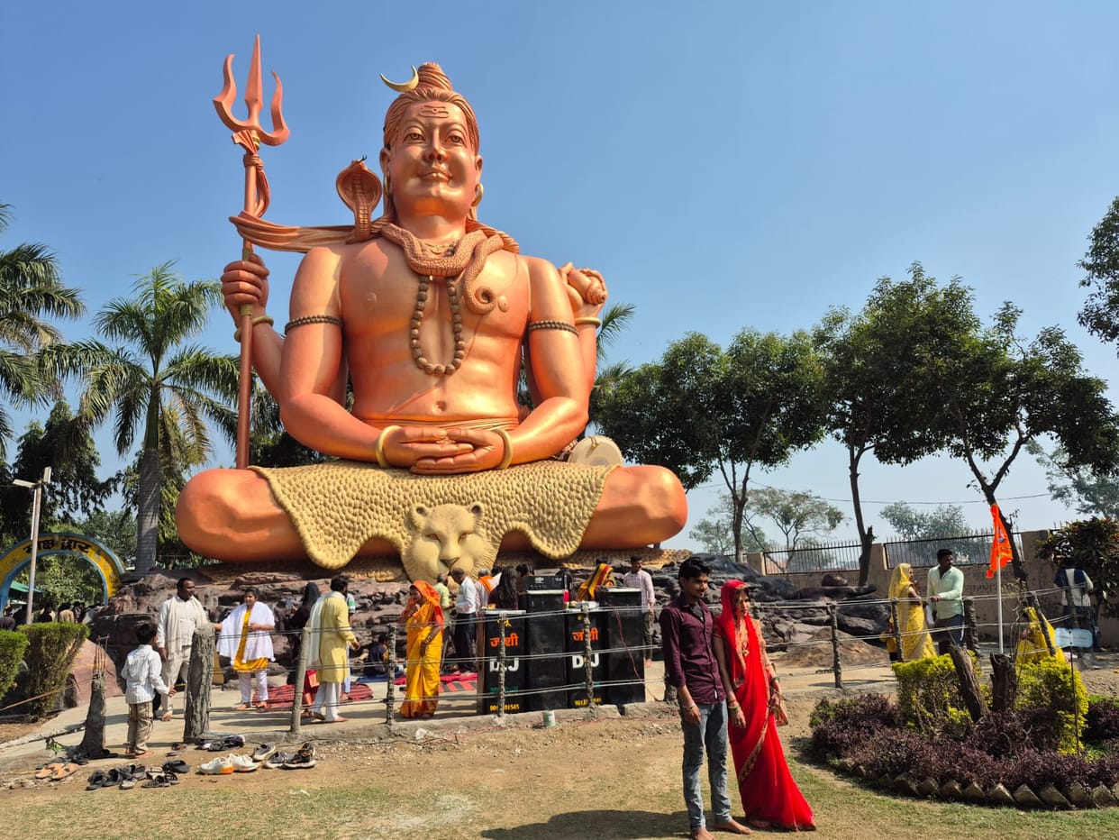 A 51-feet tall statue of Lord Shiva was installed in Aliganj.
