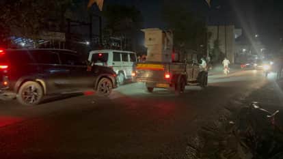 Roadside debris causes accident, four injured including a child.