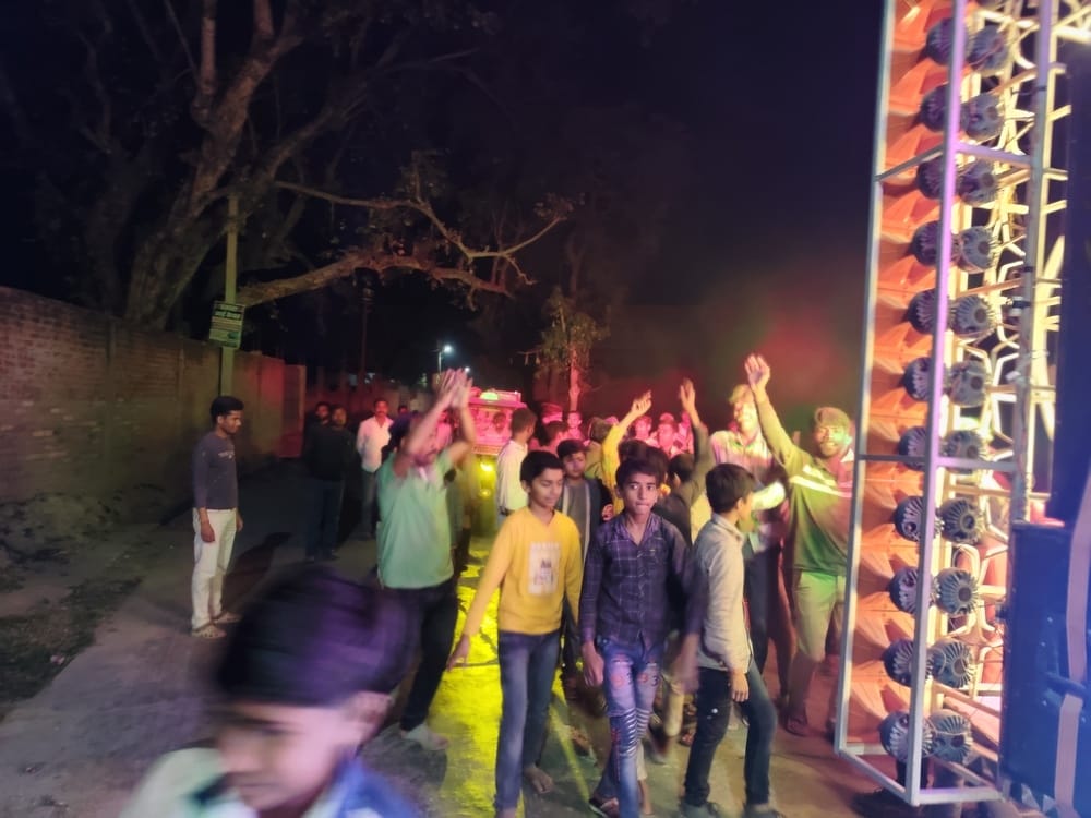 Devotees gathered in Shiva procession