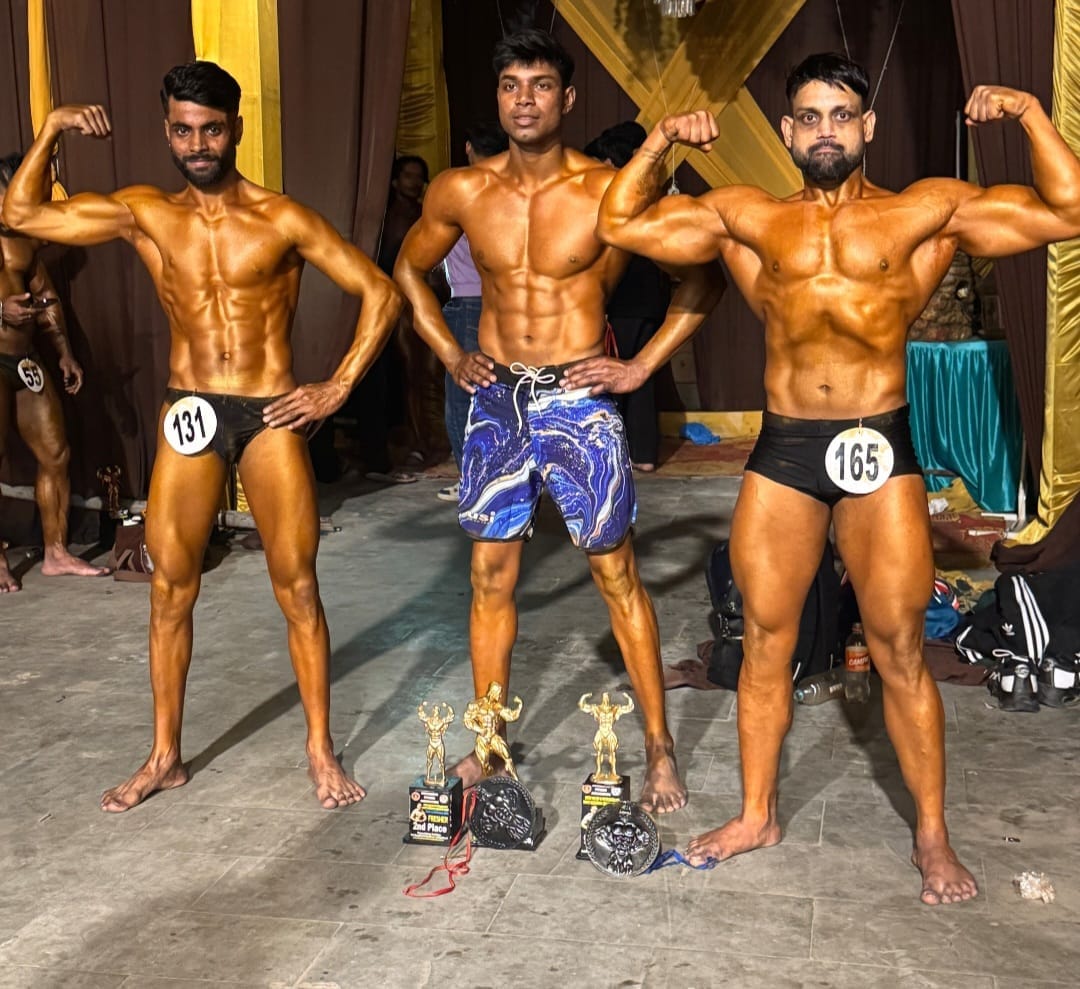 Aniket, Mohit and Veeru won the body building competition.
