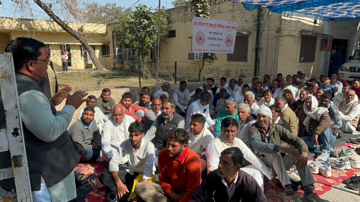 Public Health Department employees staged a sit-in protest demanding