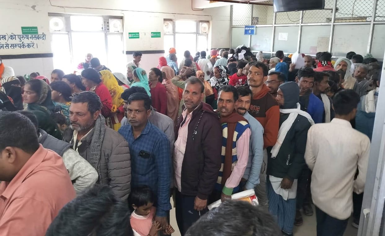 There was a crowd from the leaflet counter to the room.