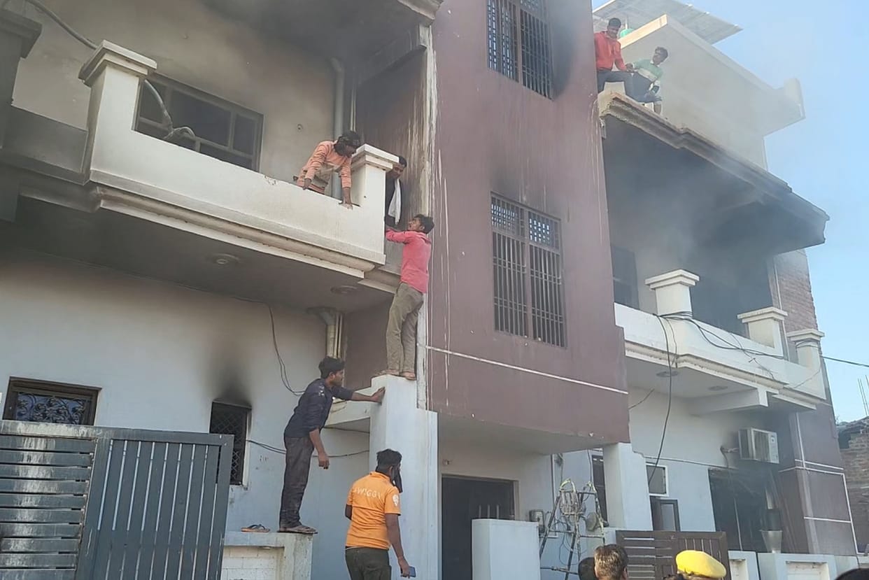 A fire broke out at an Ayurveda medicine factory after a cooking gas cylinder exploded, injuring five.