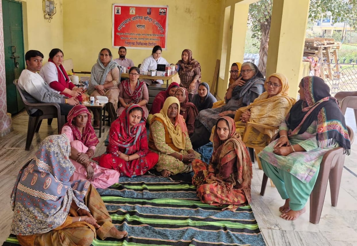 55 people in Nangal village were examined for their health.