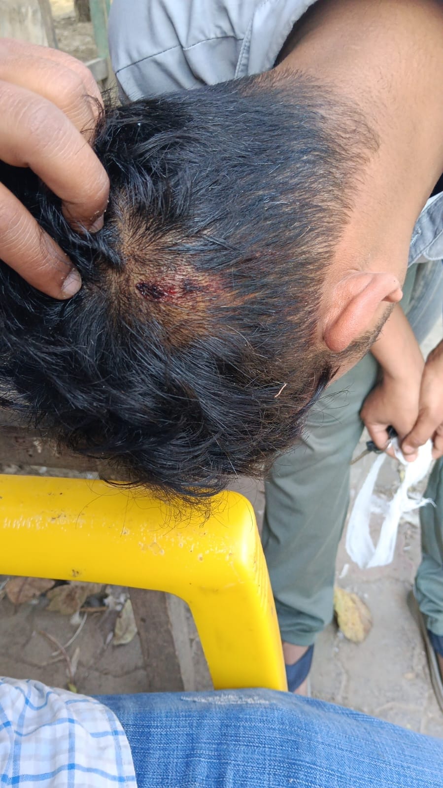 After the collision, the youths were beaten with rods
