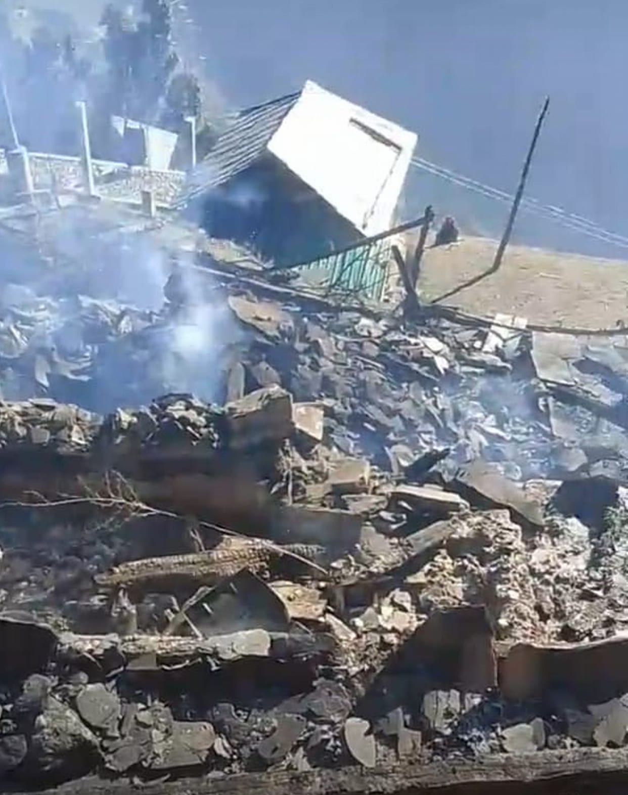 The three-storey house of two brothers was reduced to ashes in Garashala.