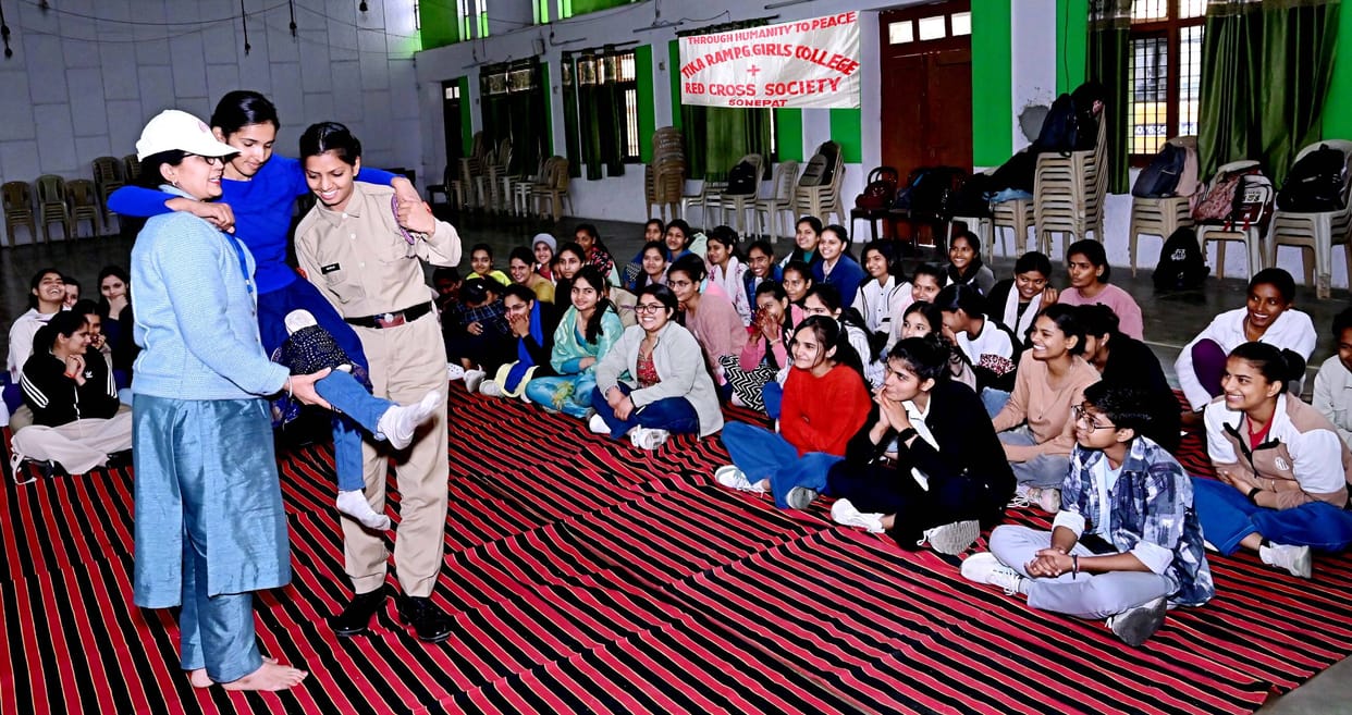 The girl students received training in first aid and home nursing management.