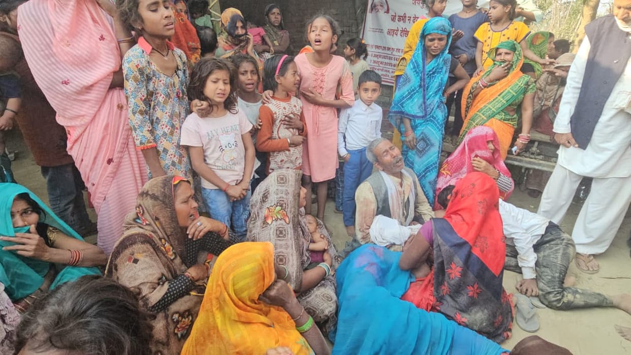 A child dies after being crushed by a tractor-trolley loaded with bricks.