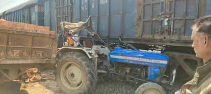 Tractor-trolley collides with goods train, rail track disrupted for an hour
