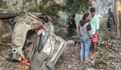Car overturns in ditch, three people including father and son die
