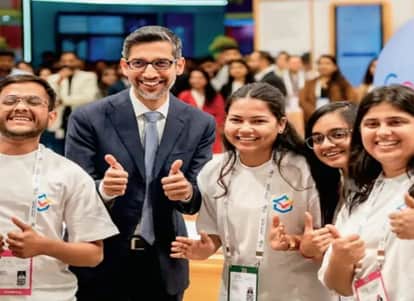 AI Summit Chhattisgarh youth shine Kriti Priya and Devansh speak to Sundar Pichai