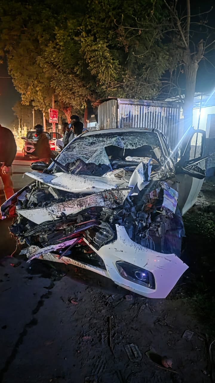One person died and three were injured when a car lost control and rammed into a trolley