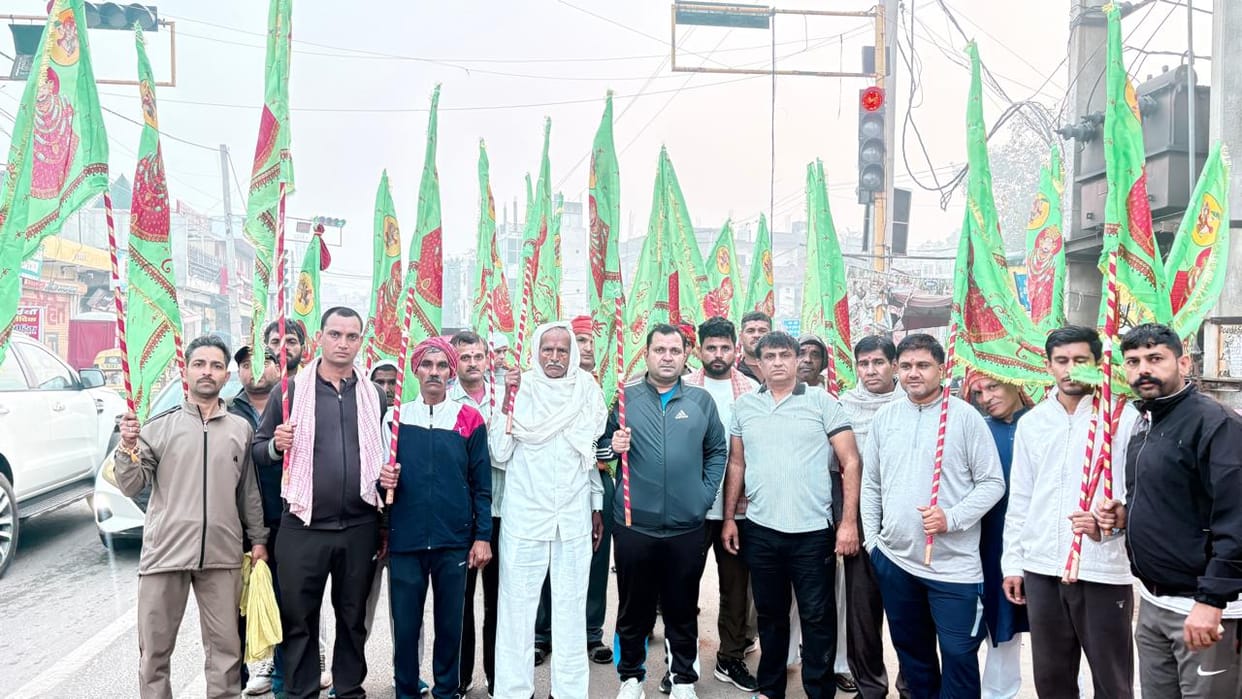 Devotees leave for Khatu Dham on foot