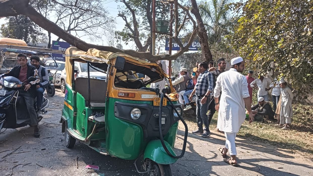 A dry tree fell on a tempo, injuring four people including a sister-in-law.