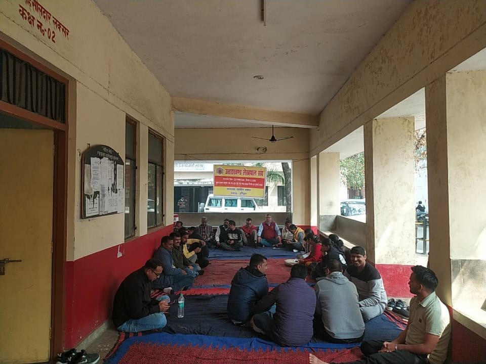 Lekhpals from across the district gathered at Laksar tehsil, stalling work