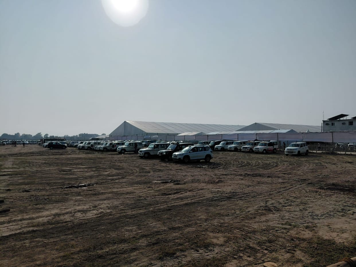 Rehearsal took place on the helipad, helicopters landed