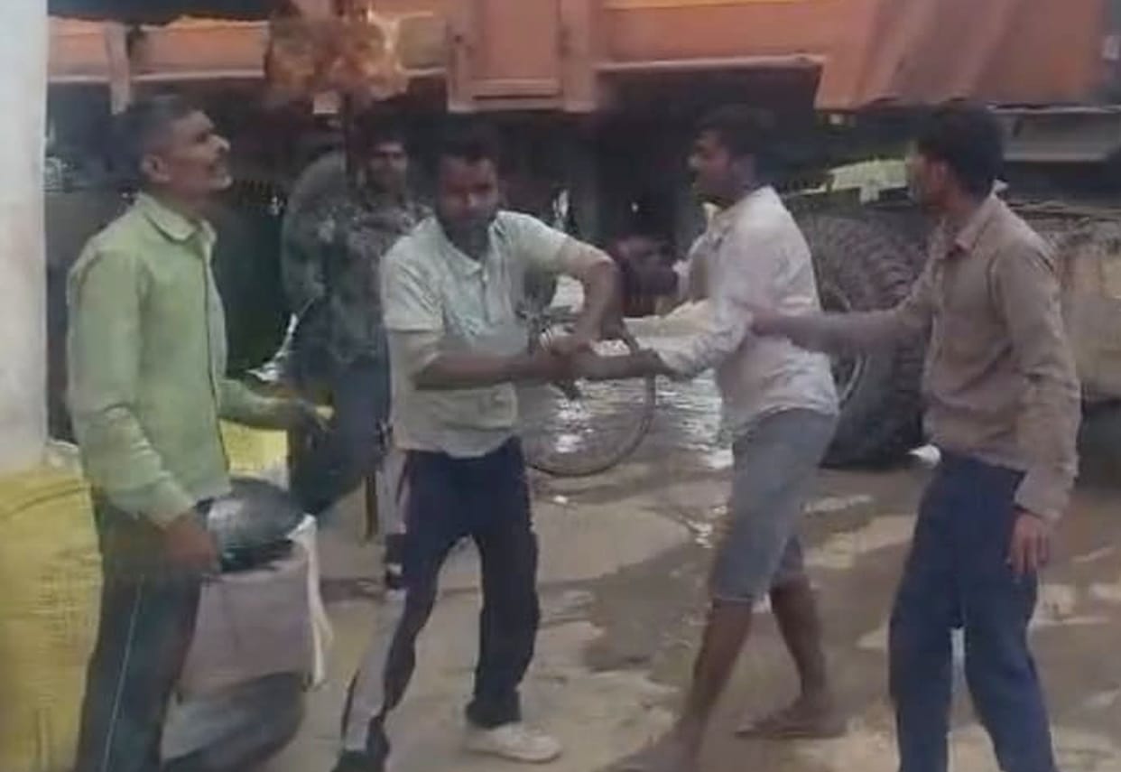 Drivers beat up a villager for protesting against speeding trucks in a densely populated area.