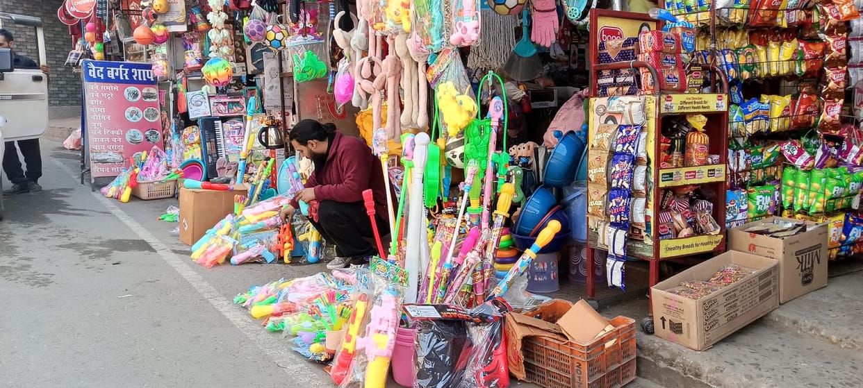 Holi preparations... Markets decorated with tridents and wicket-like water guns