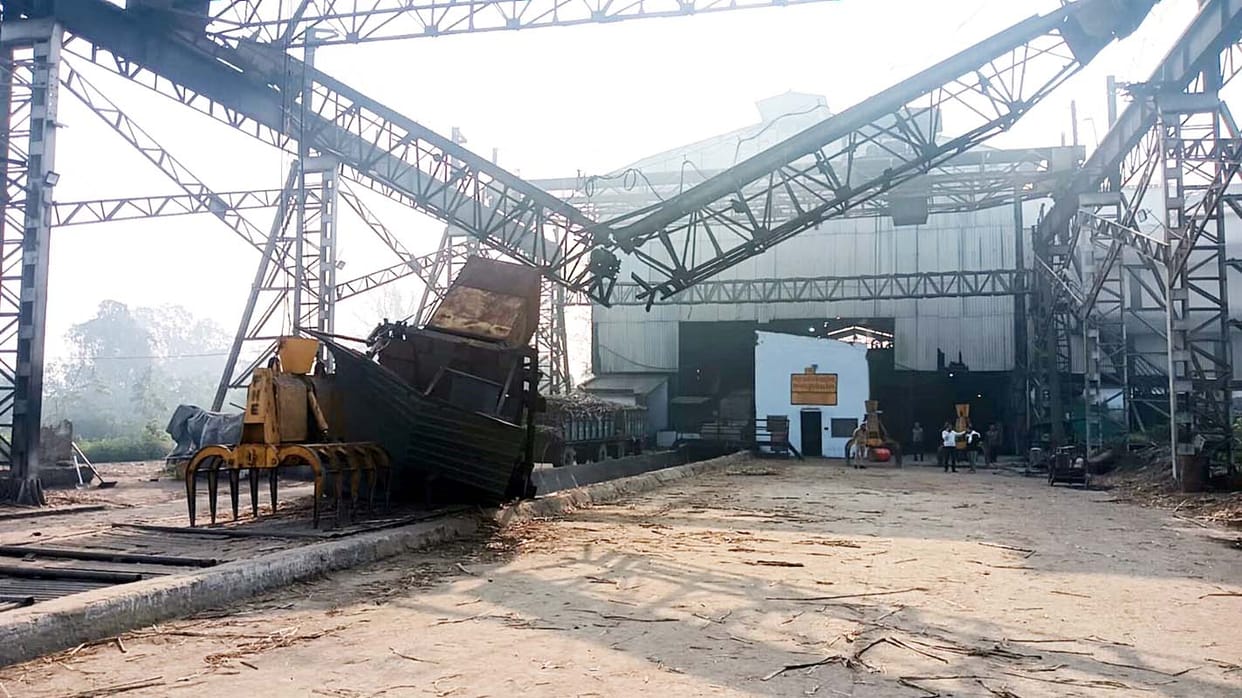 The operator fell from a height of 25 feet due to the collapse of a dilapidated bridge.