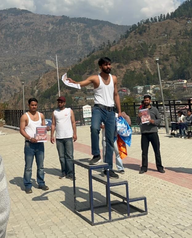 NSUI protested by taking off their shirts