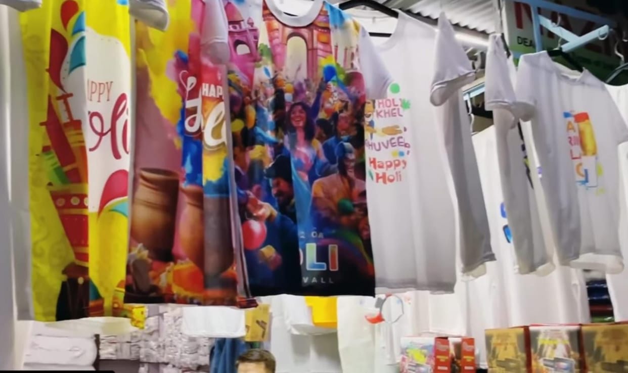 Happy Holi T-shirts and white suits are in high demand