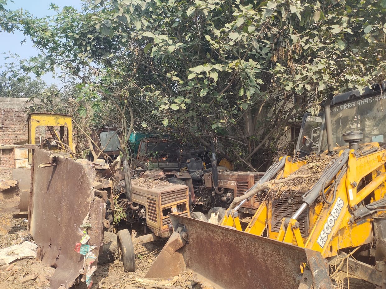 Vehicles gathering dust in the municipal premises...machines worth crores have become junk.