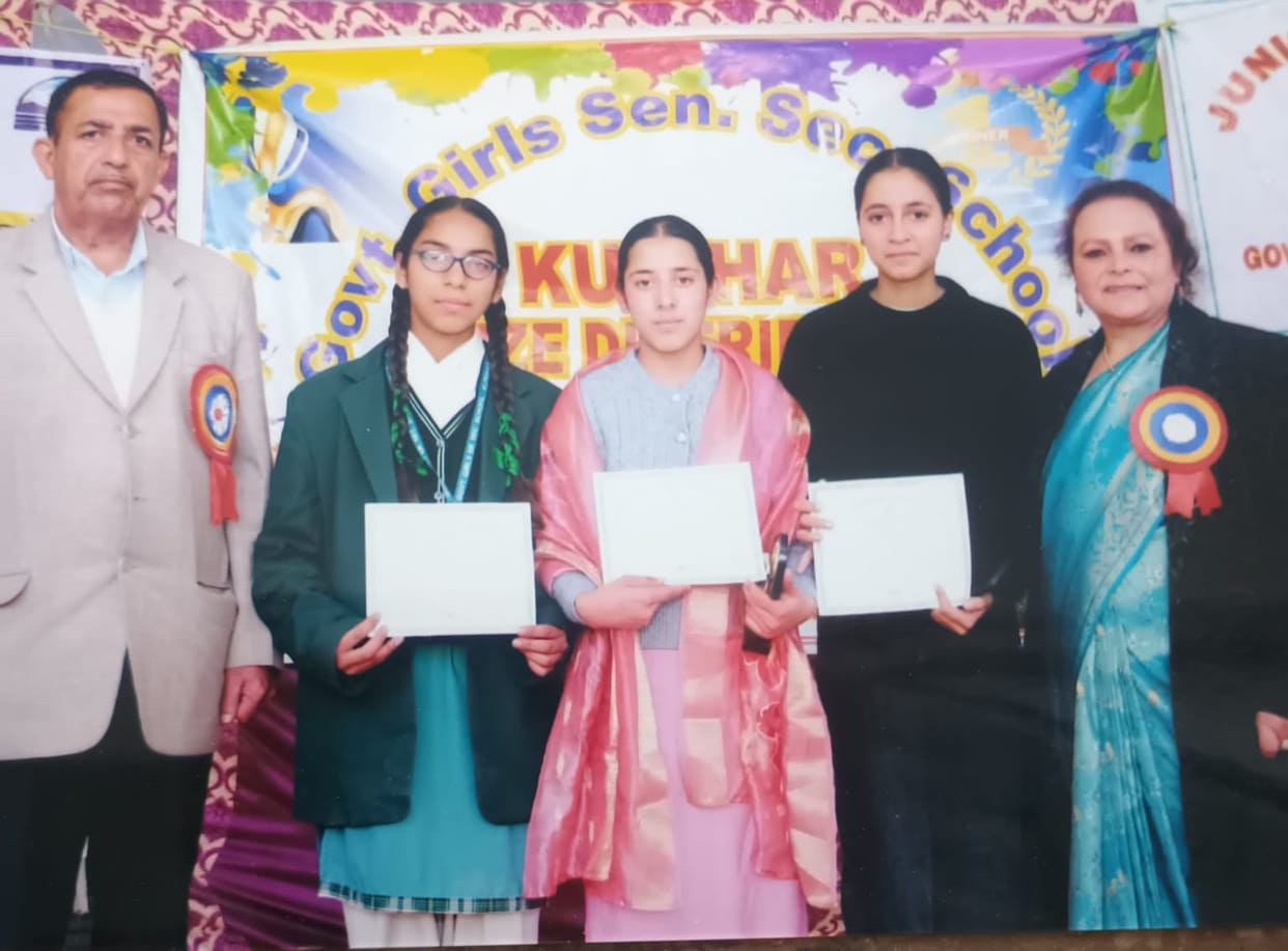 Meritorious girl students were honored with Rakesh Memorial Award at Kunihar School.