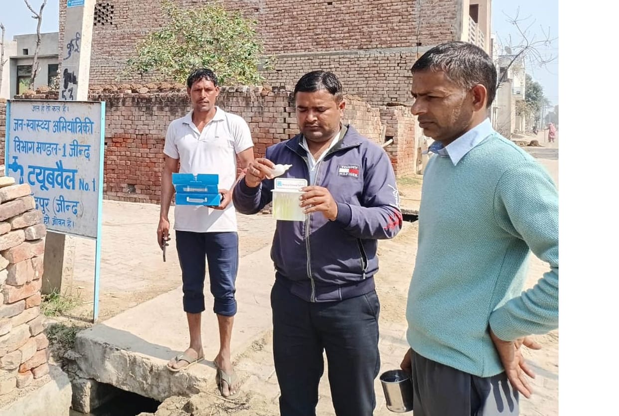 Health workers visited the village and tested the chlorine levels.
