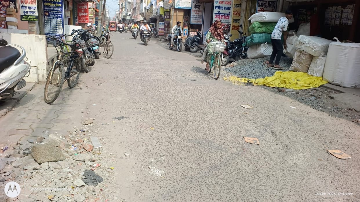 The condition of the road of Mangal Bazaar is bad, stones are uprooted.
