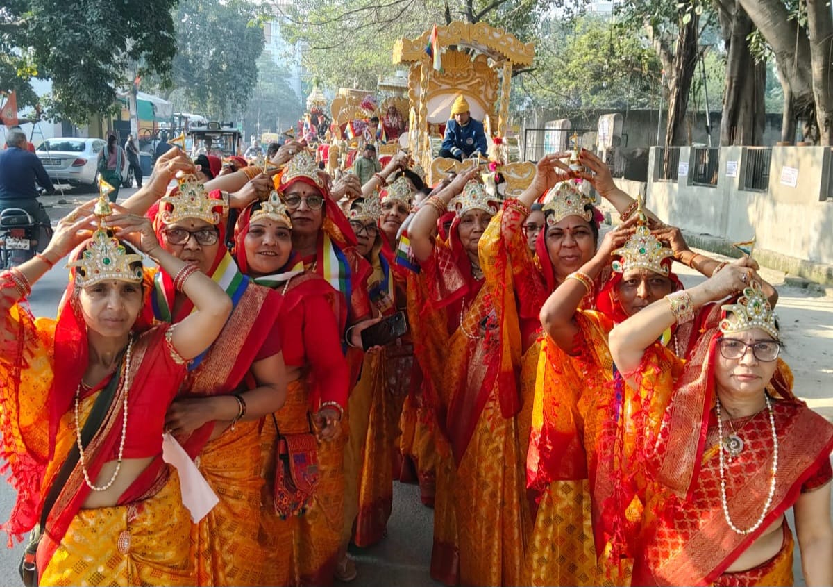 Women took out a procession carrying 108 pots of water, devotional songs echoed.