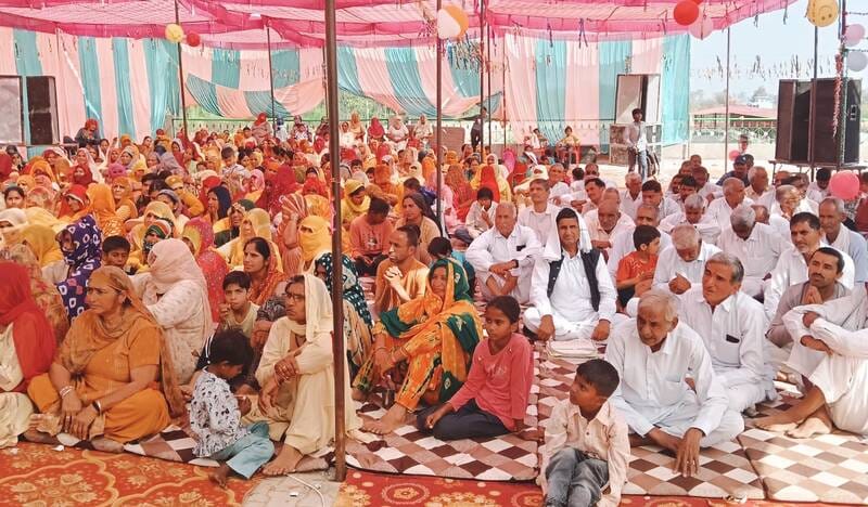 Fireworks were burst during the Srimad Bhagwat Katha to mark the birth anniversary of Lord Krishna