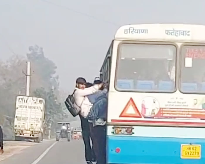 Students are risking their lives by hanging on to roadways buses