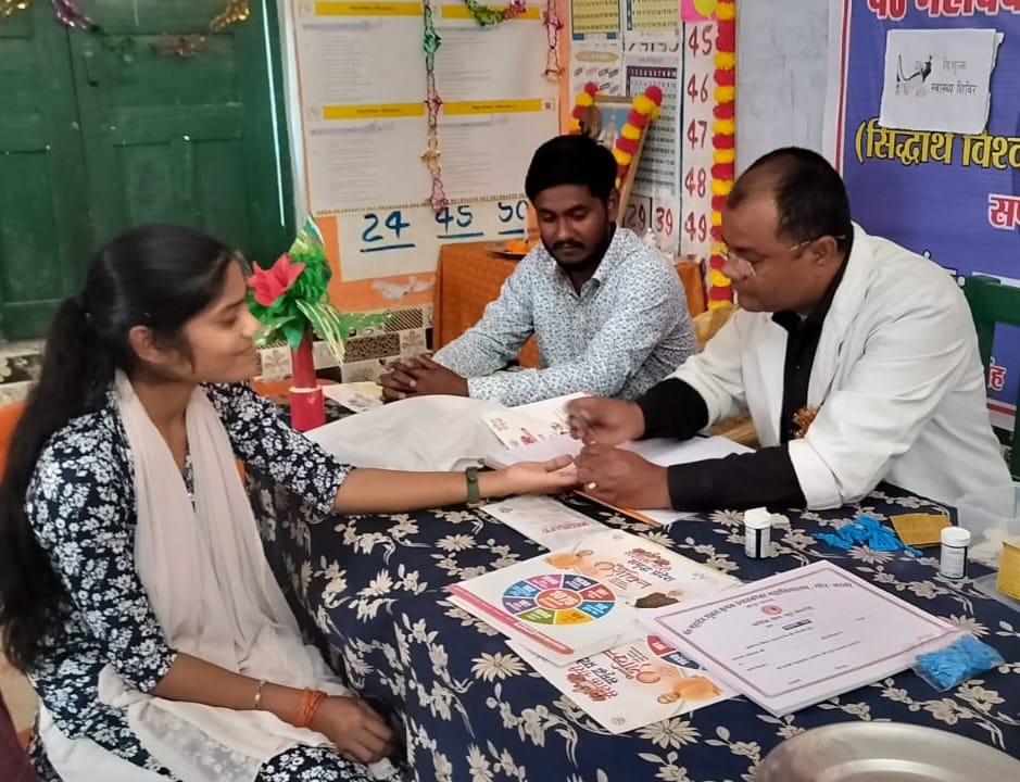 Doctors check the health of volunteers at the NSS camp.