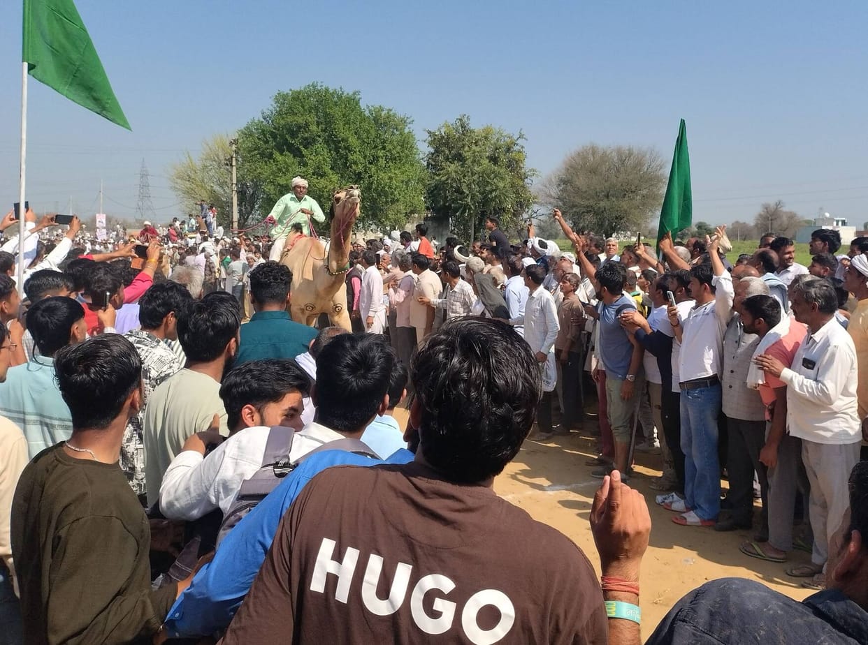 Chetram was first in the camel race and Kalu was first in the horse race.