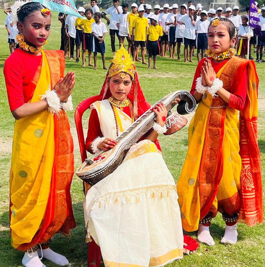 Vaishali tops the 100m race in the primary category and Sania tops the junior category.
