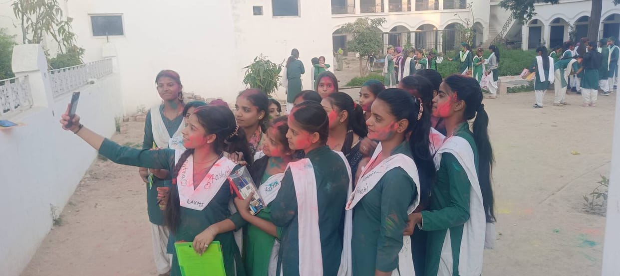 As soon as the paper was over, the students rejoiced and celebrated Holi by throwing gulal.