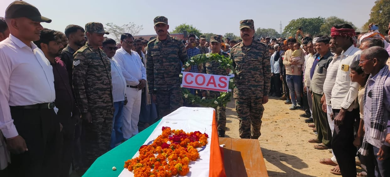 Last rites of Brijesh Pal, a soldier martyred in a road accident