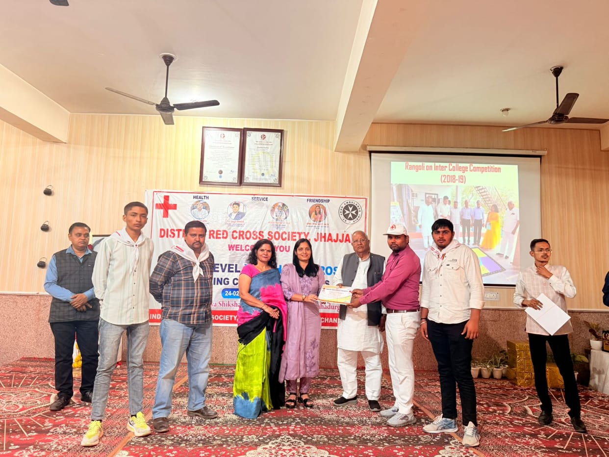 Student Rahat awarded best volunteer award in district level youth Red Cross camp