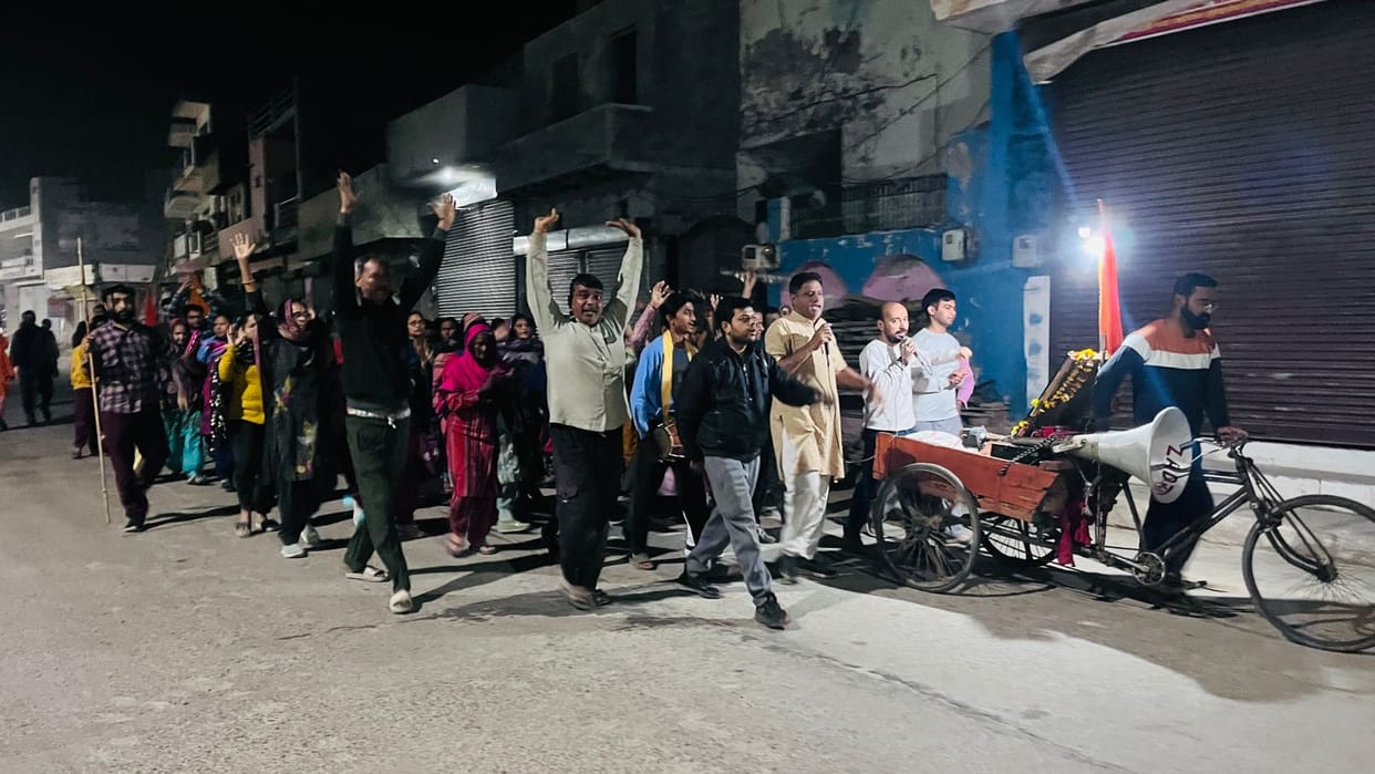 Morning procession in the city